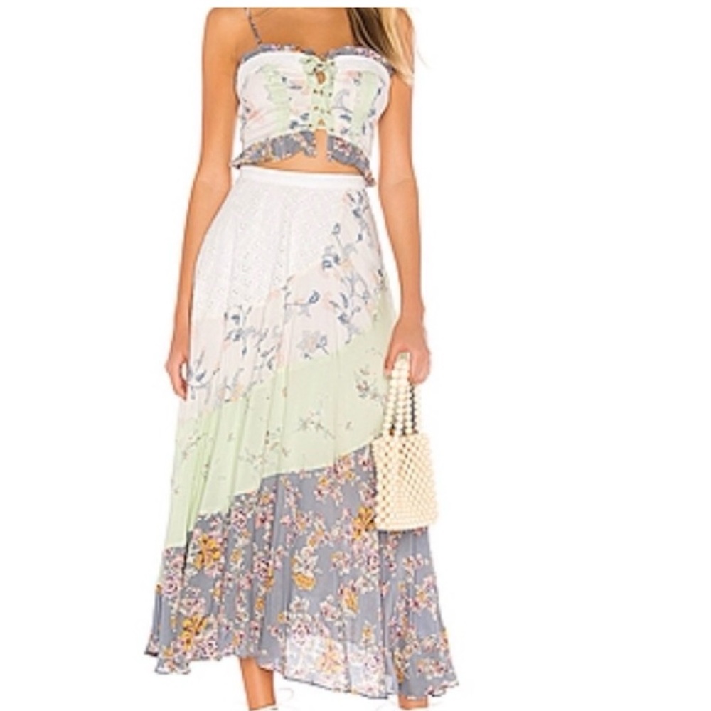 Free People Floral Multi-Color Maxi Skirt